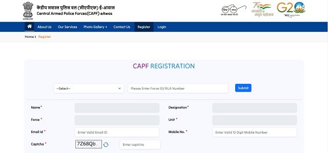 Eawas.capf.gov.in Registration Official Website